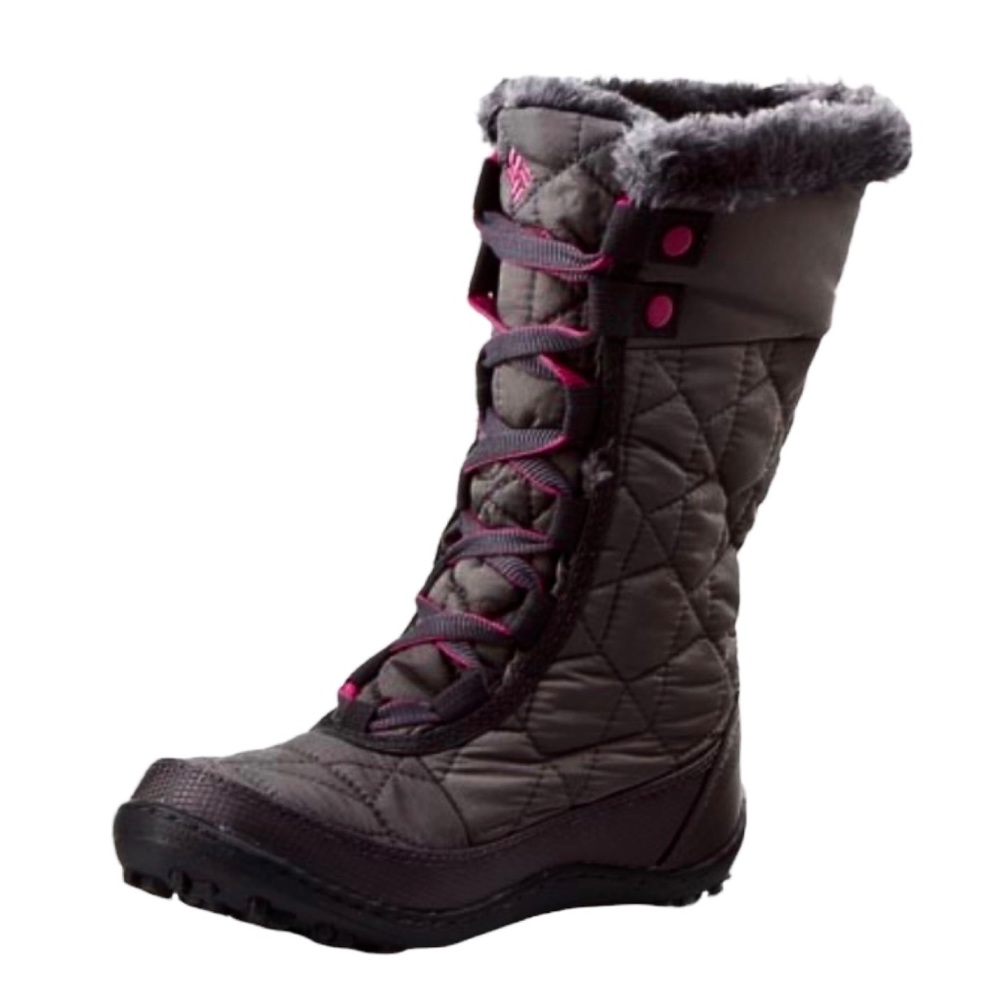 new Columbia ✪ Minx III Mid Faux Fur Waterproof Snow Boots ✪ Black Pink ✪ Size 4 - Picture 15 of 16